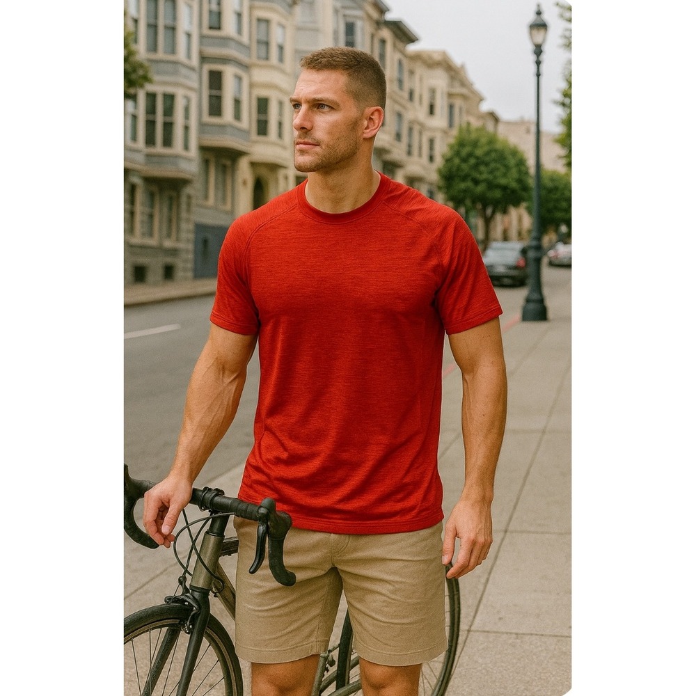 Lululemon Shirt Mens Med. Red Yoga Gym Workout Short Sleeve
Cycle brunch @ club